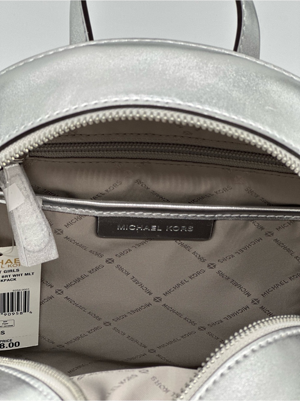 Michael Kors White Logo Print Mini Backpack with Multicolor Figures - Picture 8 of 11